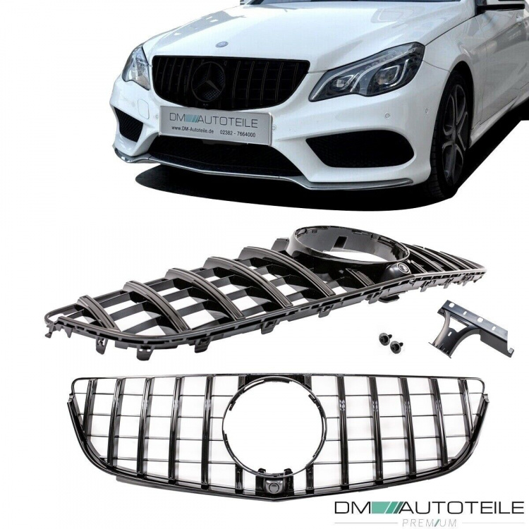 Kühlergrill Schwarz Glanz passend für Mercedes E C207 A207 Mopf 13-17 auf Sport-Panamericana GT