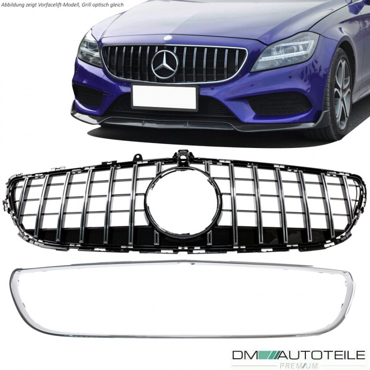 Kühlergrill Chrom passt für Mercedes W218 CLS für Kamera 14-18 Facelift auf Sport-Panamericana GT