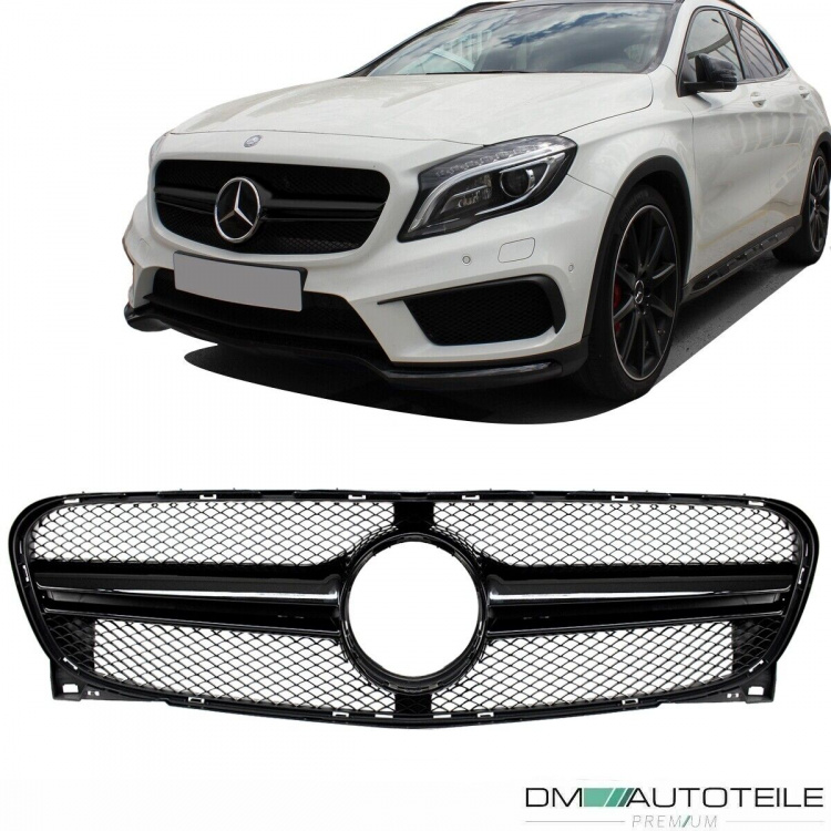 Kühlergrill Schwarz Glanz passt für Mercedes GLA X156 auch AMG Bj 13-16