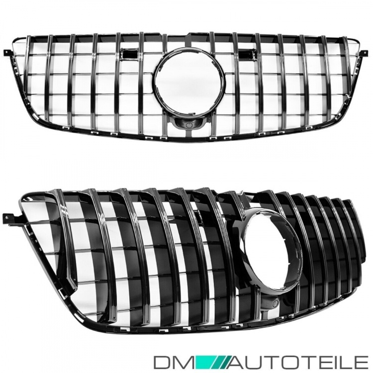Kühlergrill Schwarz passt für Mercedes GL X166 12-15 + Kamera auf Sport-Panamericana GT