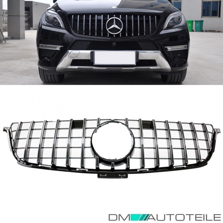 Kühlergrill Schwarz Chrom passt für Mercedes ML-Klasse W166 Bj 11-14 auf Facelift Sport-Panamericana GT