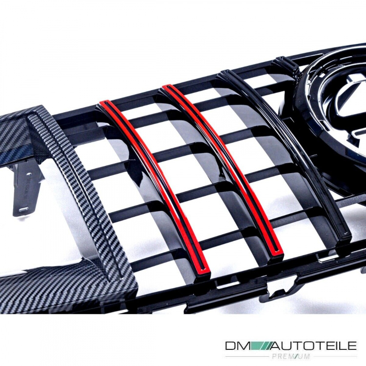 Kühlergrill Schwarz Rot + Carbon passt für Mercedes GLC X253 ab 2019