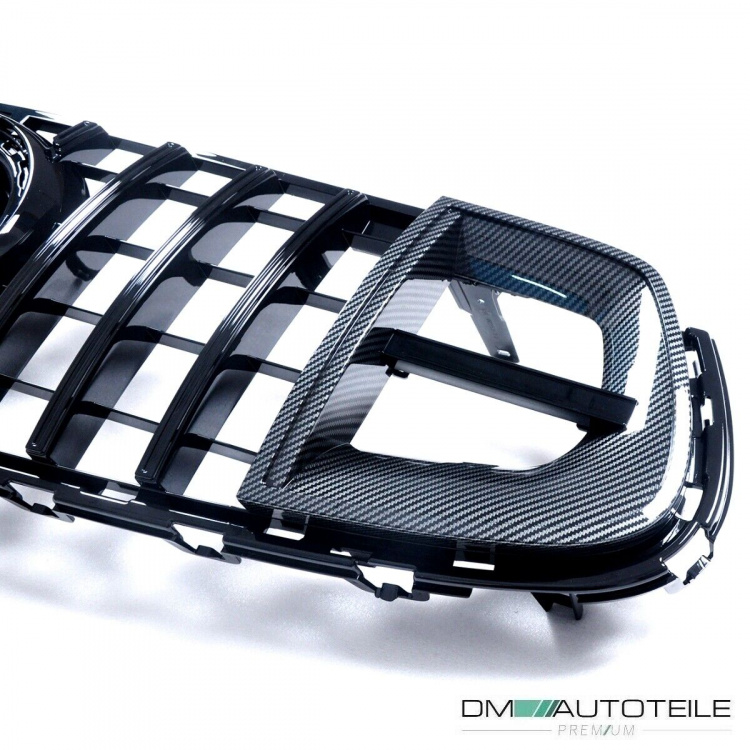 Kühlergrill Schwarz Rot + Carbon passt für Mercedes GLC X253 ab 2019