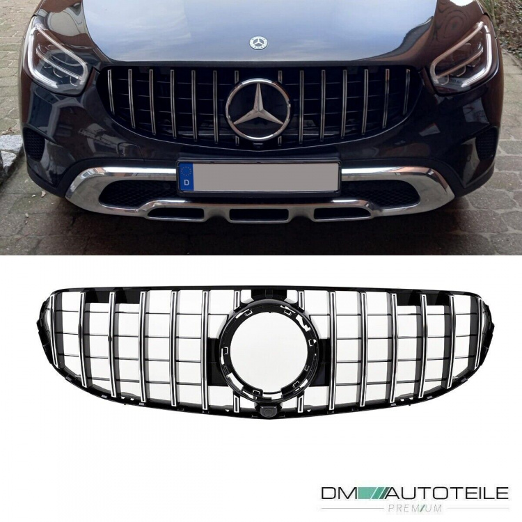 Kühlergrill Schwarz Chrom passt für Mercedes GLC X253 Facelift ohne AMG Line Bj ab 2019 aus ABS