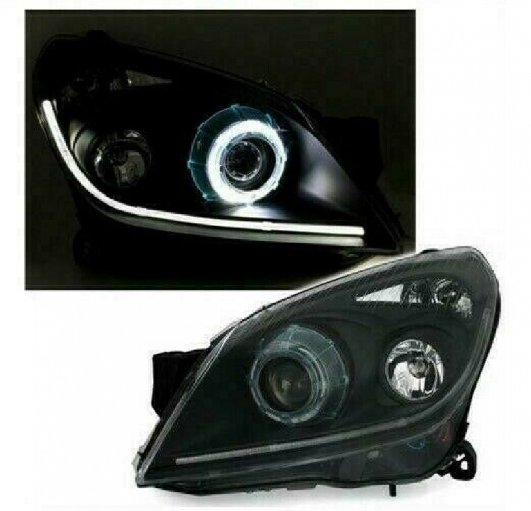 Xenon CCFL Angel Eyes Scheinwerfer für Opel Astra H 04-09 schwarz