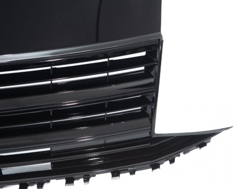 Upgrade Design Sportgrill / Kühlergrill für Volkswagen T6 15-19 Hochglanz-schwarz mit Emblemhalter