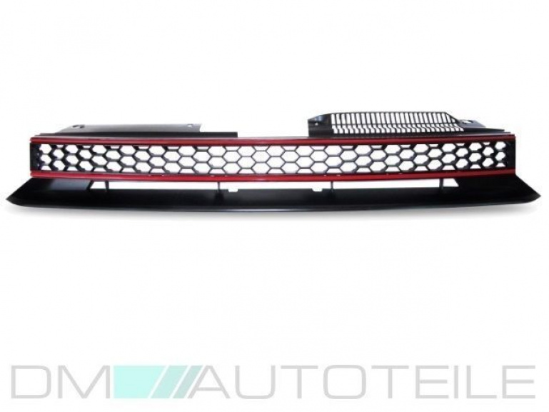 Kühlegrill ohne Emblem Sport Grill Kühlergitter Wabengril Rot für VW Golf 6 GTI