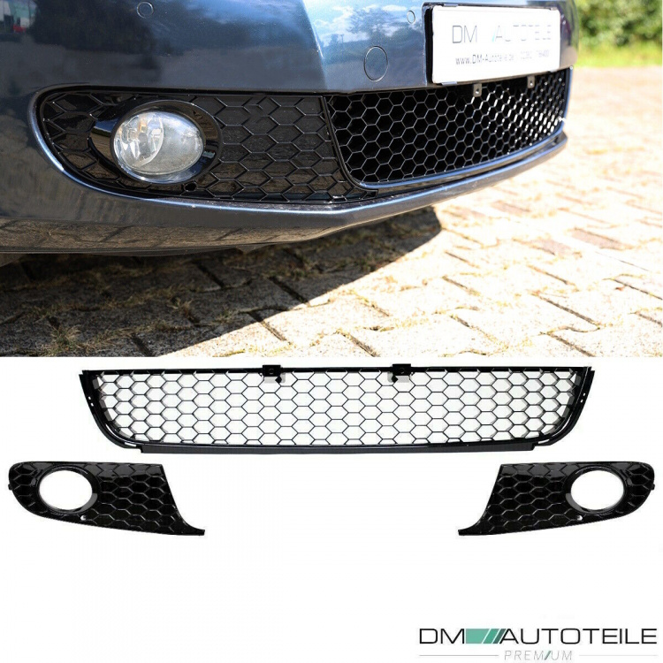 Gitter SET Stoßstange Wabendesign Glanz Schwarz nur Serie passt für VW Golf 6 VI