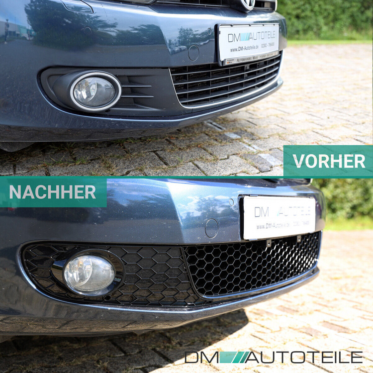Gitter SET Stoßstange Wabendesign Glanz Schwarz nur Serie passt für VW Golf 6 VI