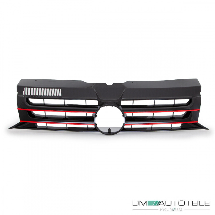 Kühlergrill Front Grill Schwarz lackiert Leiste Rot für VW T5 GP Facelift 09-15