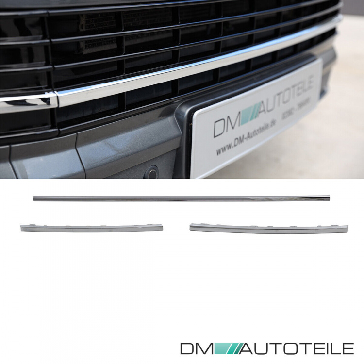 Set Kühlergrill clean+ Leisten Stoßstange unten Schwarz Chrom passt für VW T6 alle Modelle 2015-2019 auch Sportline
