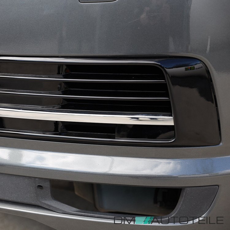 Set Kühlergrill clean+ Leisten Stoßstange unten Schwarz Chrom passt für VW T6 alle Modelle 2015-2019 auch Sportline