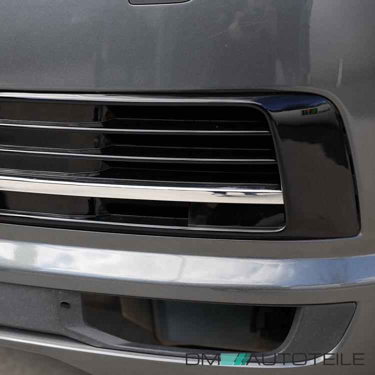 Set Kühlergrill für Emblem+ Leisten Set Stoßstange unten Hochglanz Schwarz Chrom passt für VW T6 alle Modelle 2015-2019 auch Sportline