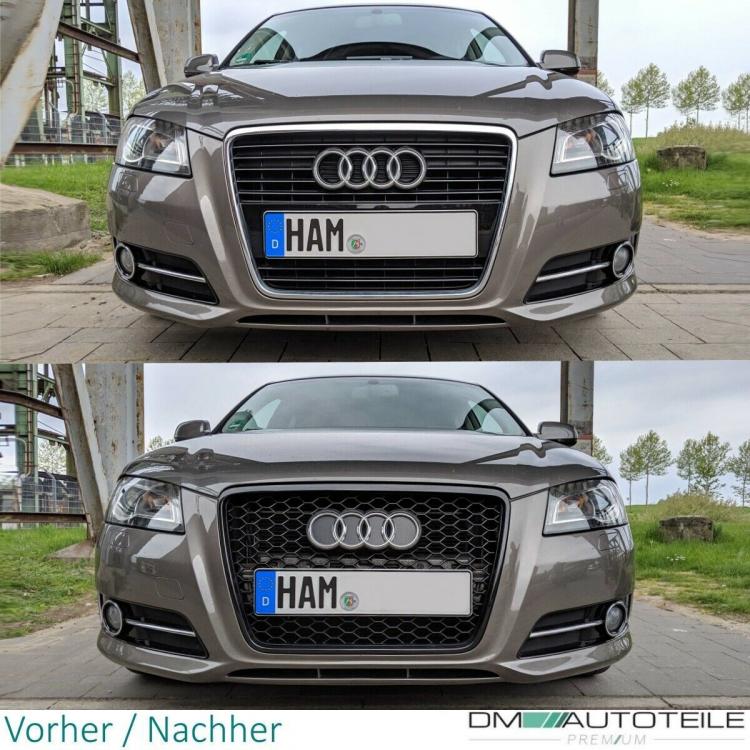 Kühlergrill Wabengrill Schwarz Glanz passt für Audi A3 8P Facelift 08-13