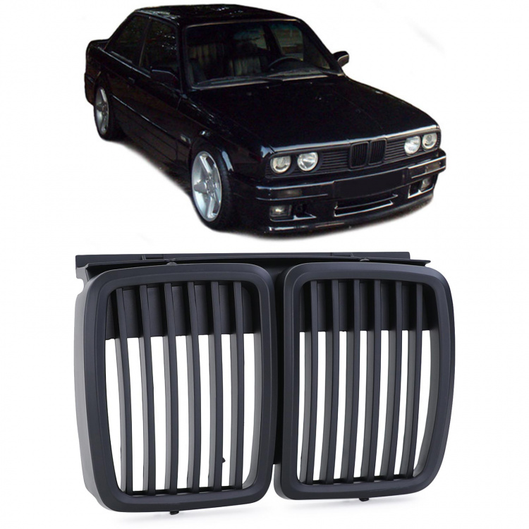 Upgrade Design Sport Kühlergrill / Nieren für BMW 3er E30 87-94 schwarz matt