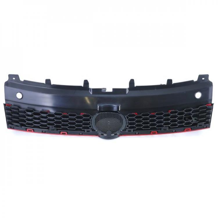 Upgrade Sportgrill / Kühlergrill für VW Polo 6R 6C 09-17 Hochglanz schwarz rot (auch GTI)