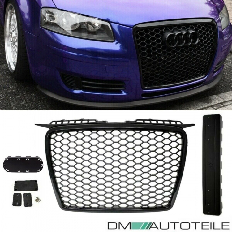Kühlergrill Waben Grill Schwarz hochglanz passt für Audi A3 8P 03-08 auch RS3