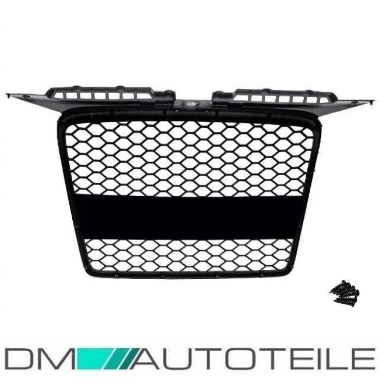 Kühlergrill Wabengrill Sport für Audi A3 8P 05-08 Schwarz Hochglanz+ Kennzeichenplatte integriert für RS3