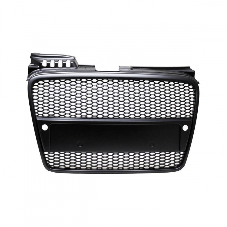 Kühlergrill Wabengrill Schwarz Seidenmatt + Kennzeichenleiste passend Audi A4 B7 04-08 + RS4