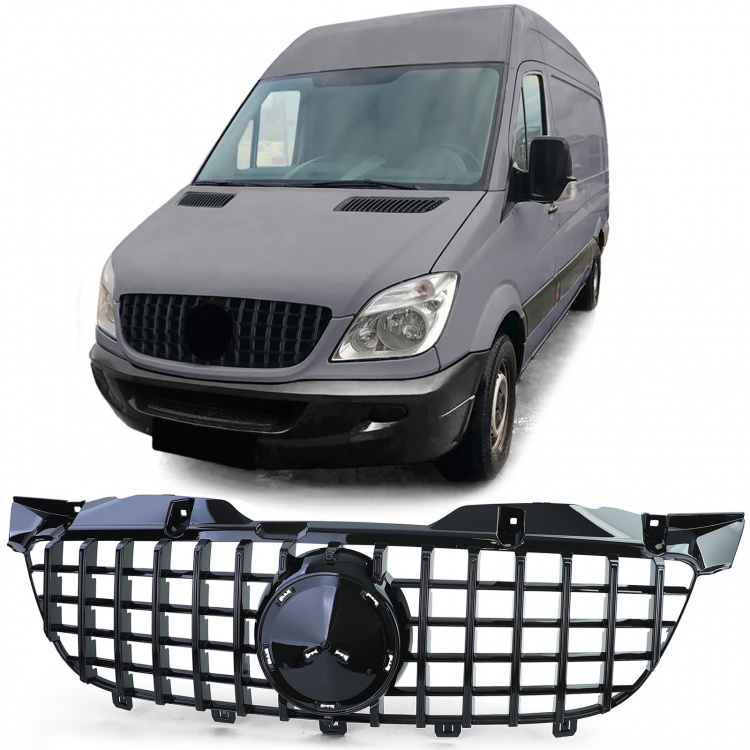 Upgrade Sportgrill / Kühlergrill für Mercedes Benz Sprinter W906 06-13 Hochglanz schwarz