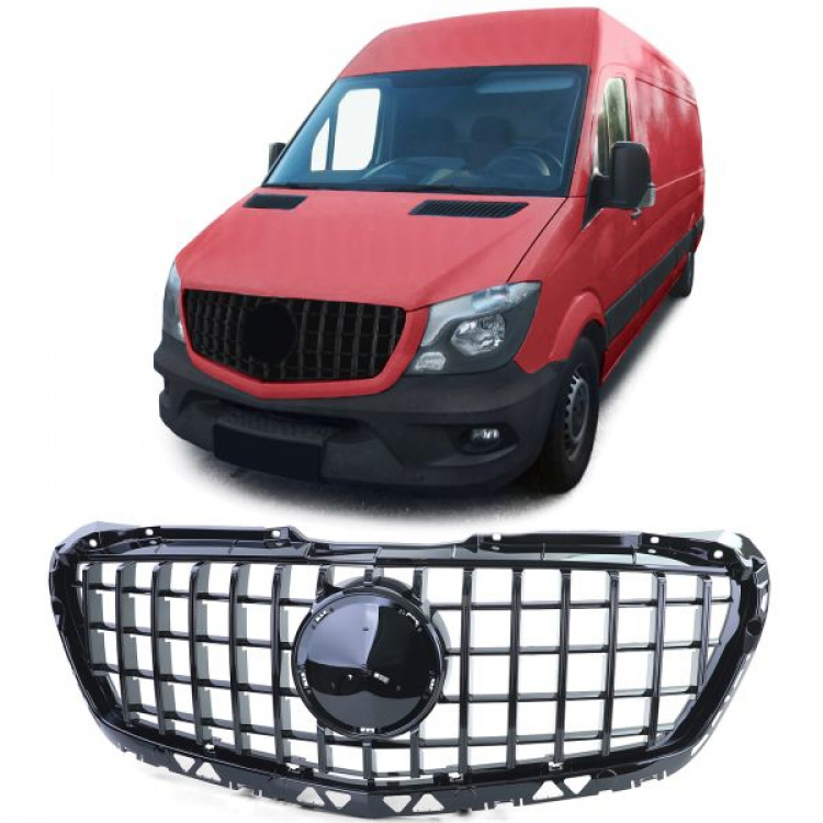 Upgrade Sportgrill / Kühlergrill für Mercedes Benz Sprinter W906 (Facelift) 13-18 Hochglanz schwarz