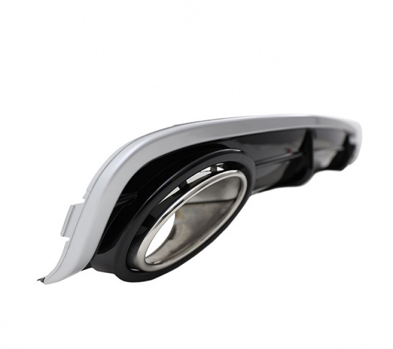 Upgrade Design Heckdiffusor mit Auspuffblenden für Audi A6 4F Limo 04-08 Hochglanz schwarz