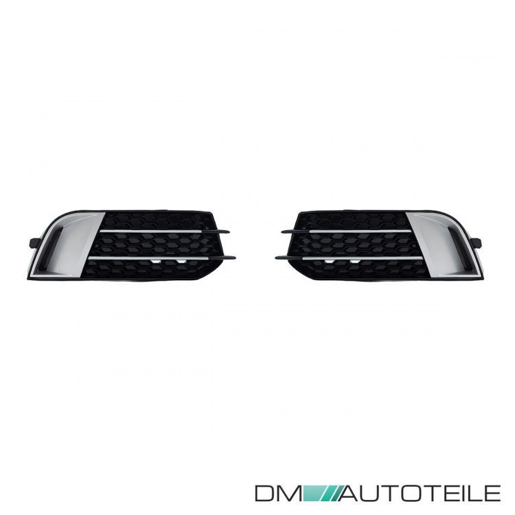 Set Waben Gitter Nebelscheinwerfer Clean Silber Schwarz hochglanz für Audi A1 8X 2010-2015 mit S-Line