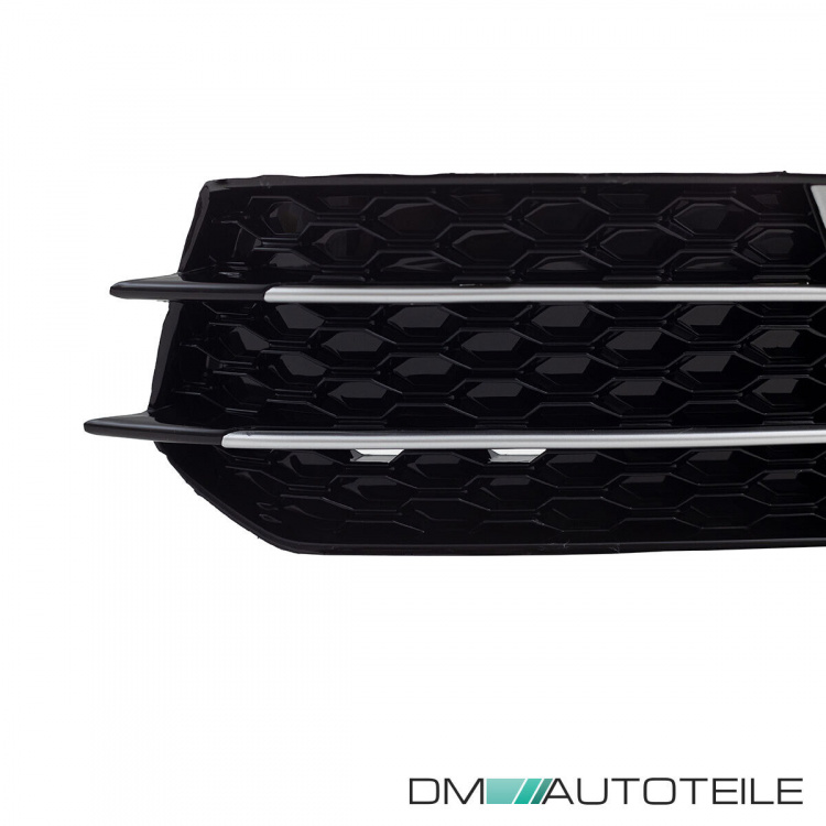 Set Waben Gitter Nebelscheinwerfer Clean Silber Schwarz hochglanz für Audi A1 8X 2010-2015 mit S-Line