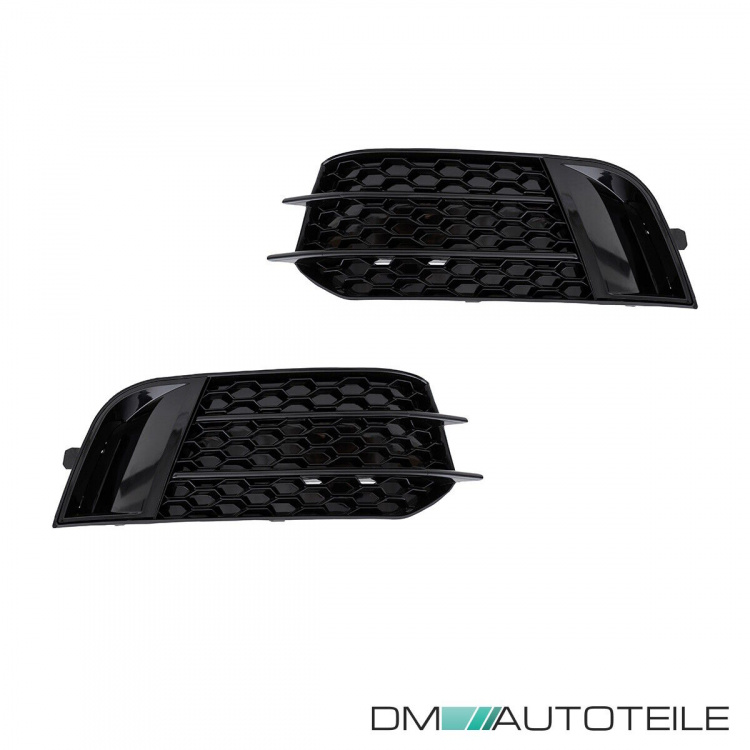 Set Wabengitter Blenden Nebelscheinwerfer Gitter Schwarz hochglanz passt für Audi A1 8X 2010-2015 Serien Stoßstange