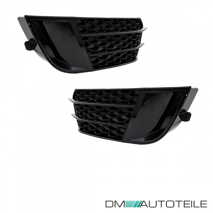 Set Wabengitter Blenden Nebelscheinwerfer Gitter Schwarz hochglanz passt für Audi A1 8X 2010-2015 Serien Stoßstange