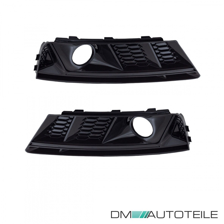 Set Nebelscheinwerfer Wabengrill Giter Schwarz Hochglanz passt für Audi A4 B9 ab 2016-2019 kein RS4