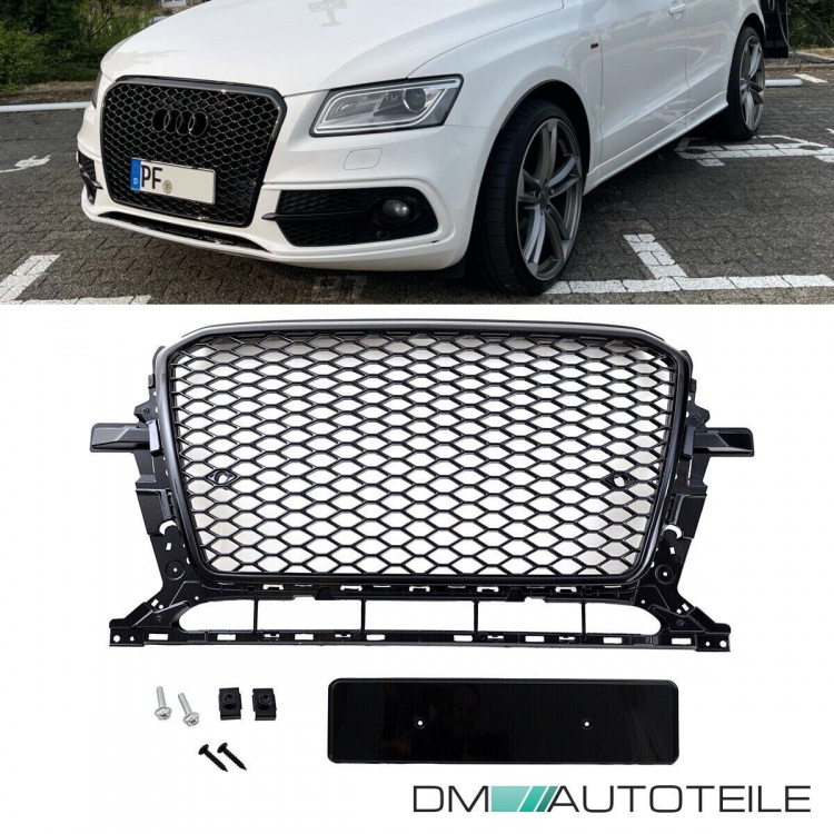 Kühlergrill Wabendesign Schwarz glanz komplett mit/ohne PDC passt für Audi Q5 8R Facelift ab 2012 auch SQ5