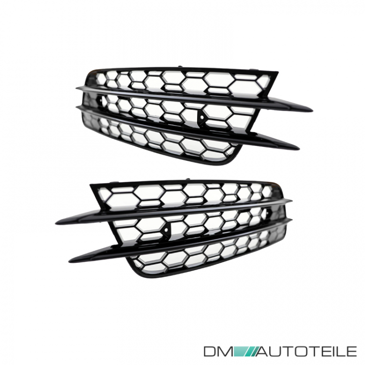Upgrade Nebelscheinwerfer Gitter / Lufteinlassgitter für Audi A6 4G (C7) Vor-Facelift 11-15 Hochglanz schwarz in Wabengitter Design