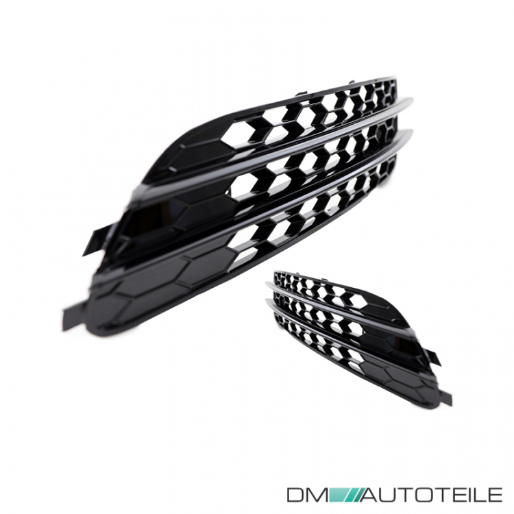 Upgrade Nebelscheinwerfer Gitter / Lufteinlassgitter für Audi A6 4G (C7) Vor-Facelift 11-15 Hochglanz schwarz in Wabengitter Design