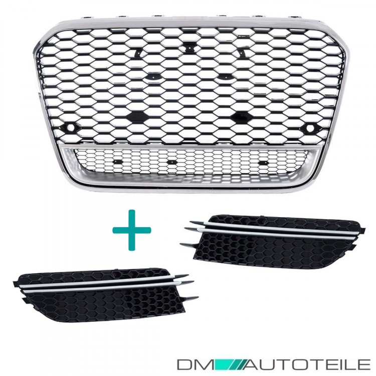 Sport Kühlergrill Chrom Schwarz Silber + Gitter passt für Audi A6 C7 ab 11-14