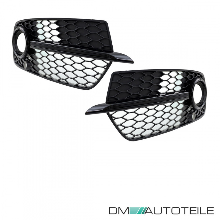 Kühlergrill Wabendesign +Gitter Set Schwarz glanz komplett mit/ohne PDC passt für Audi Q5 8R Facelift ab 2012 S-Line