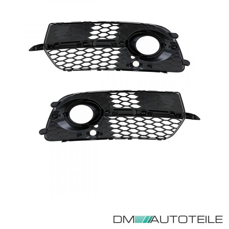 Kühlergrill Wabendesign +Gitter Set Schwarz glanz komplett mit/ohne PDC passt für Audi Q5 8R Facelift ab 2012 S-Line