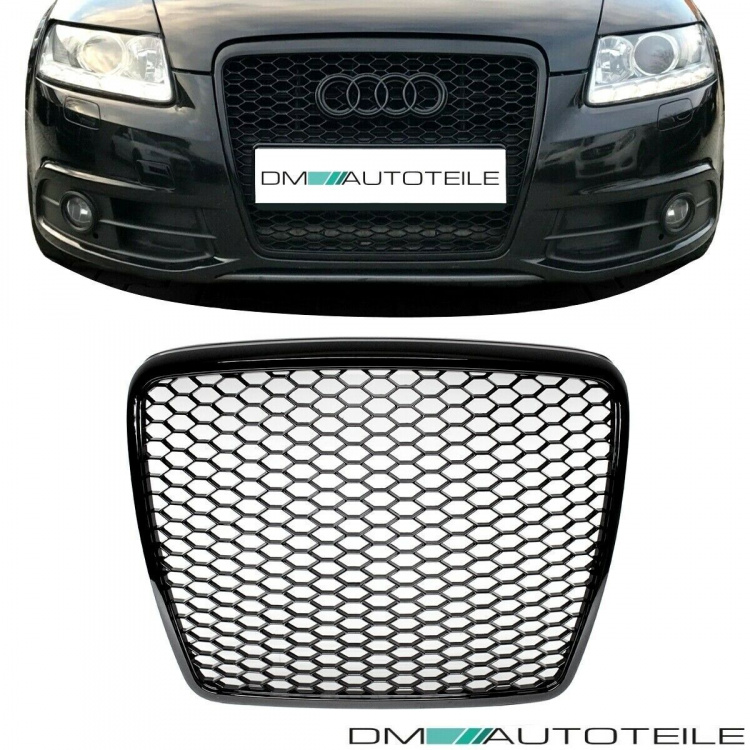 Kühlergrill Wabengrill Schwarz glanz passend für Audi A6 C6 4F Facelift 08-11 nicht RS6