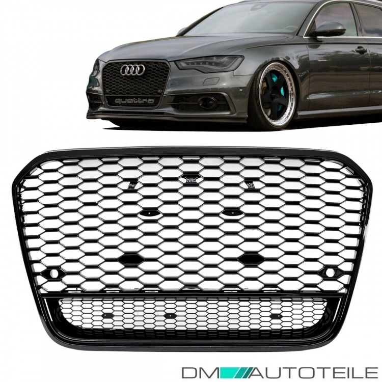 Sport Wabendesign Kühlergrill Hochglanz Schwarz passt für Audi A6 4G C7 bj 10-14 außer RS6 S6