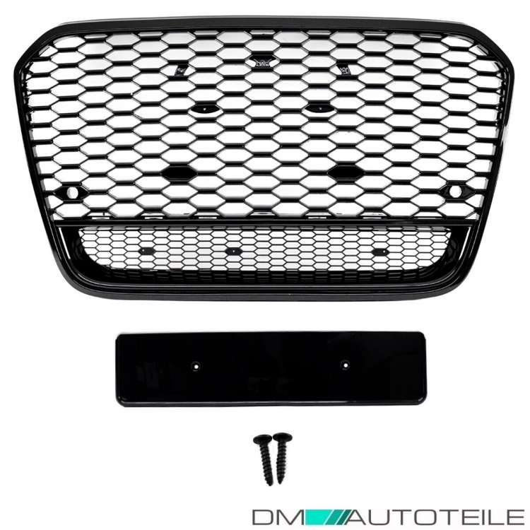 Sport Wabendesign Kühlergrill Hochglanz Schwarz passt für Audi A6 4G C7 bj 10-14 außer RS6 S6