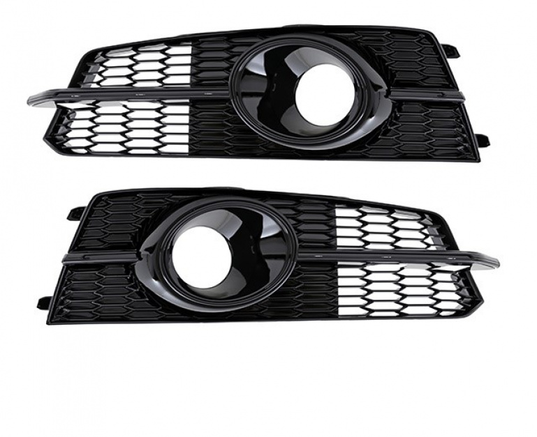 Upgrade Nebelscheinwerfer Gitter für Audi A6 4G (C7) Hochglanz schwarz in Wabengitter Design 14-18