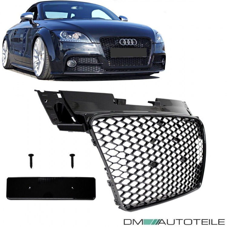 Kühlergrill Wabengrill Schwarz glanz passt für Audi TT 8J 06-16 ohne RS Emblem