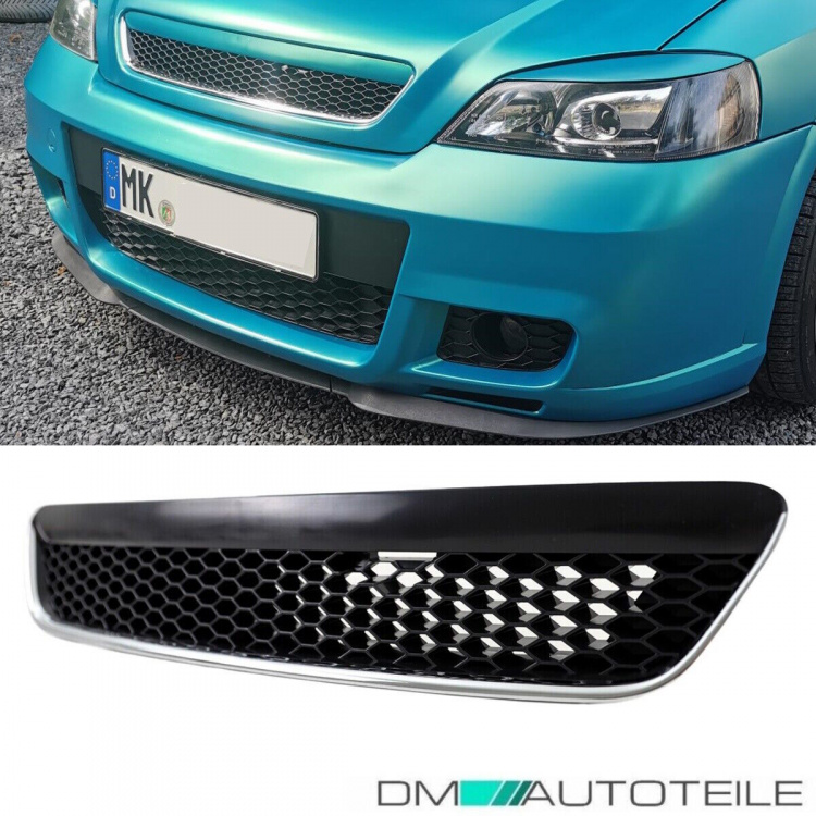 Opel Astra G Kühlergitter Wabengitter ohne Emblem mit Chromleiste ABS Kunststoff