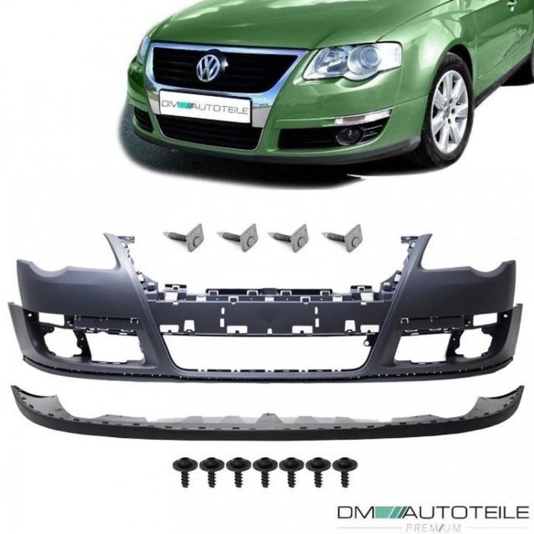 Stoßstange vorne ohne PDC ohne SRA + Spoiler + Schrauben passt für VW Passat 3C ab 05-10
