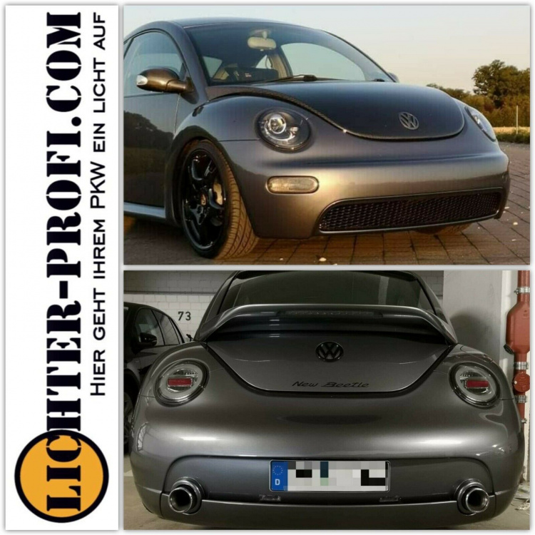 LED Angel Eyes Scheinwerfer + LED Rückleuchten Set für VW New Beetle 98-05 schwarz