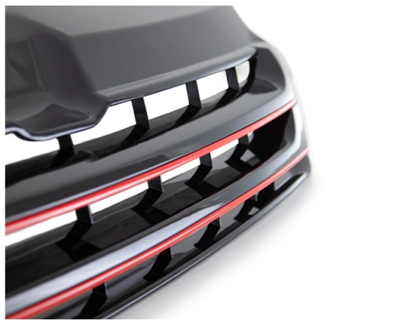 Upgrade Sportgrill / Kühlergrill ohne Emblem für Volkswagen T5 GP (Facelift) 10-15 schwarz/rot