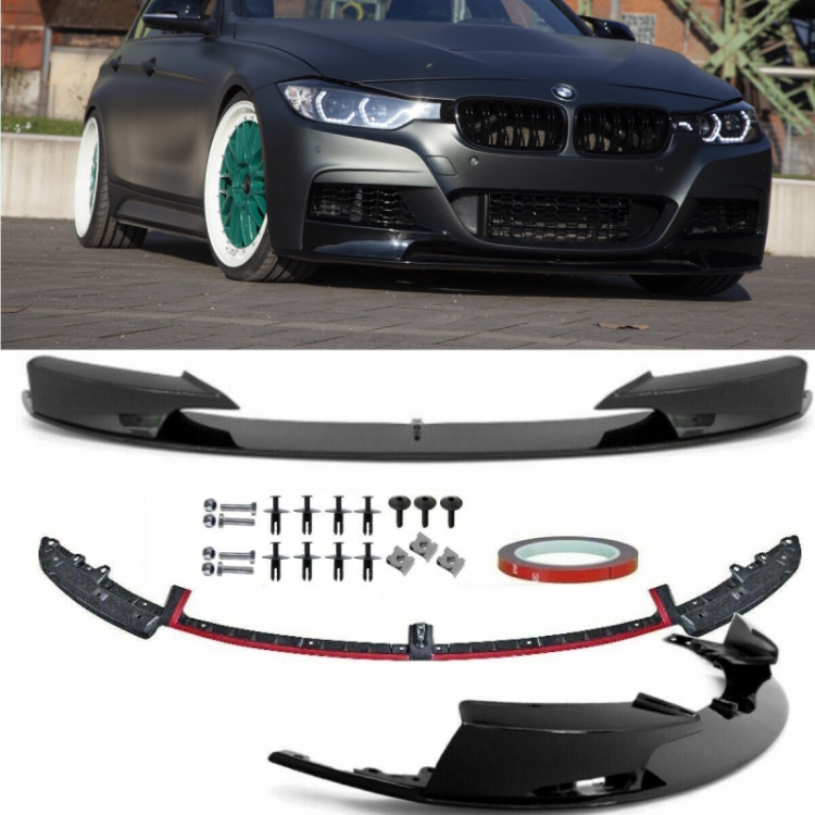 SET Frontspoiler Sport-Performance Schwarz hochglanz passend für BMW 3er F30 F31 M-Paket+ Schrauben +ABE