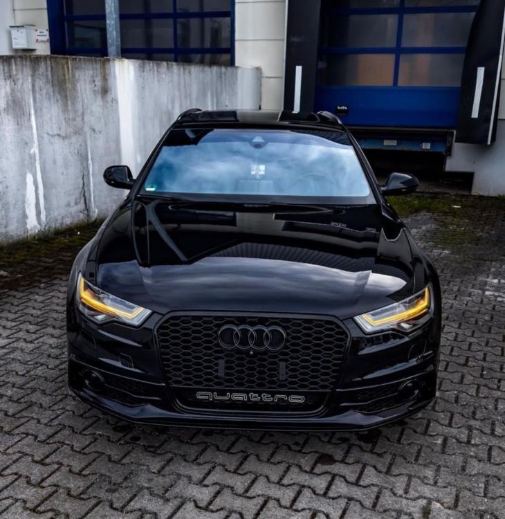Voll LED Tagfahrlicht Scheinwerfer Set passend für Audi A6 4G (C7) Facelift 15-18 schwarz mit LED Blinker