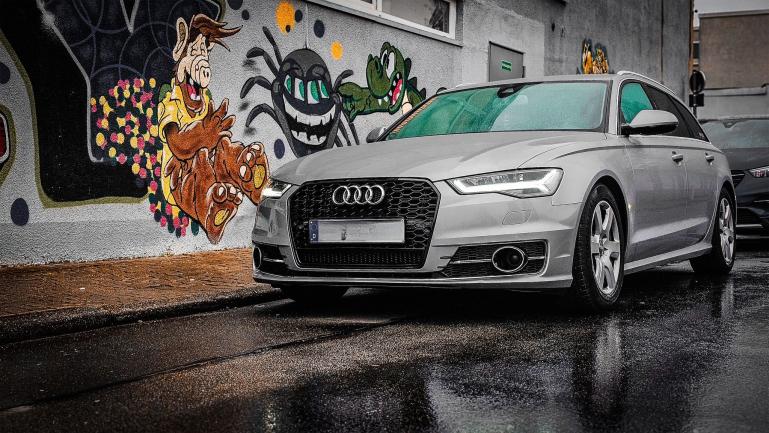 Voll LED Tagfahrlicht Scheinwerfer Set passend für Audi A6 4G (C7) Facelift 15-18 schwarz mit LED Blinker