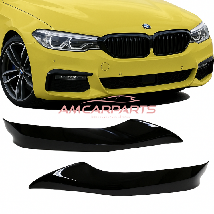 Upgrade Sport Design Frontspoilerlippe / Frontspoiler passend für BMW 5er (G30, G31) Limousine und Touring Vor-Facelift 2010 - 2017 glänzend schwarz
